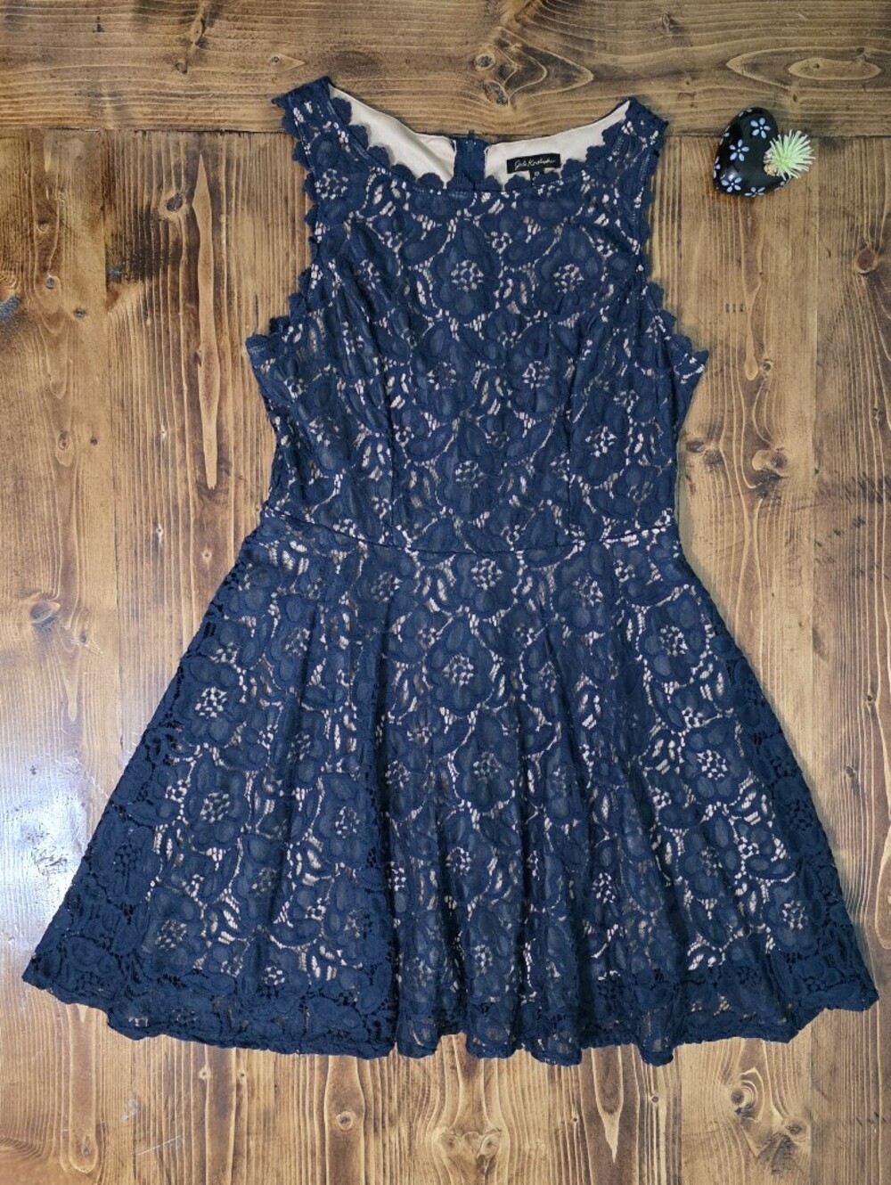 Jodi Kristopher Navy Lace Fit and Flare Dress 13